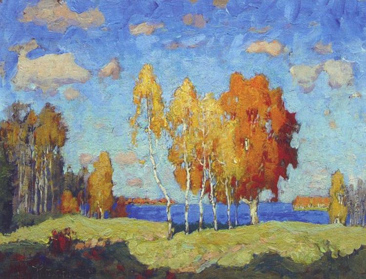 Autumnal landscape with birch - 1924