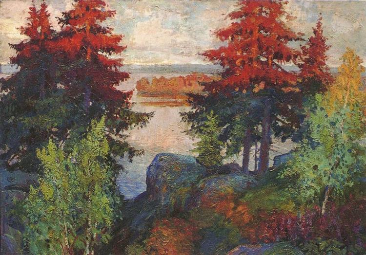 Paysage d'automne avec rivière