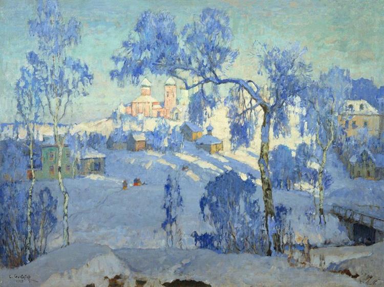 Paysage d'hiver avec l'église - 1925