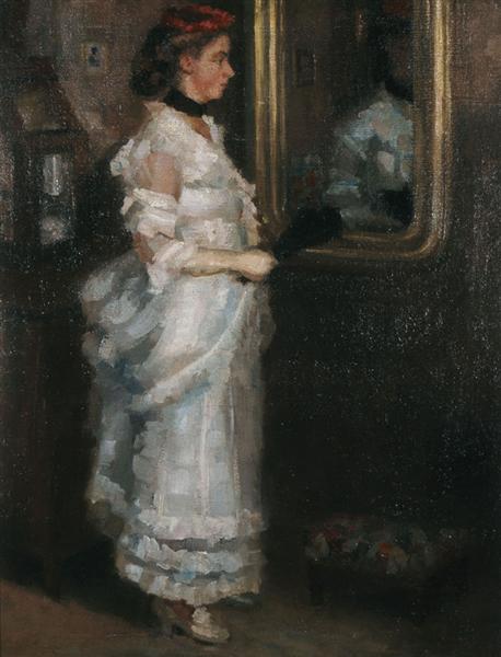 Lady in the mirror with a fan - 1882