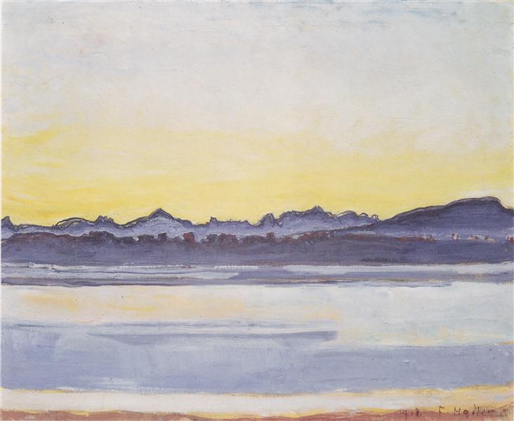 Lago Leman with Mont Blanc before dawn - 1918