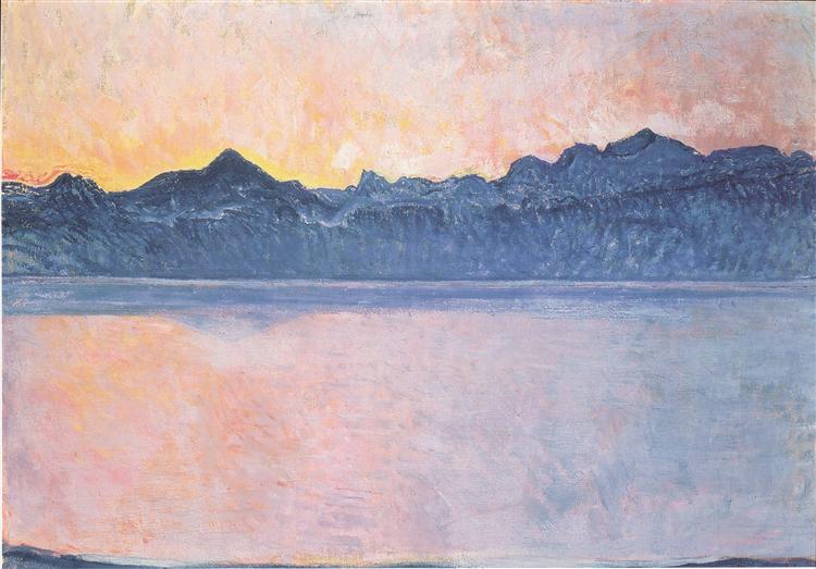 Lago Leman with Mont Blanc in the morning light - 1918