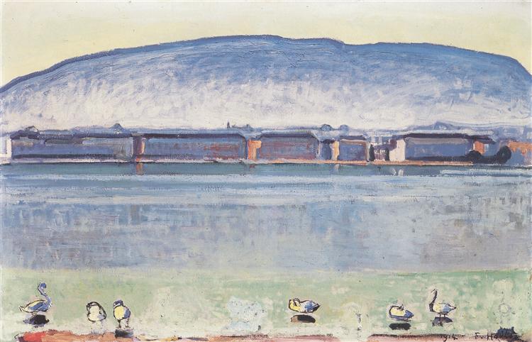 Lago Leman med sex Swannes - 1914