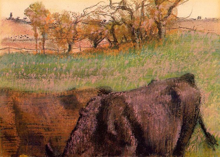 Landscape. Vacas in the foreground - 1893