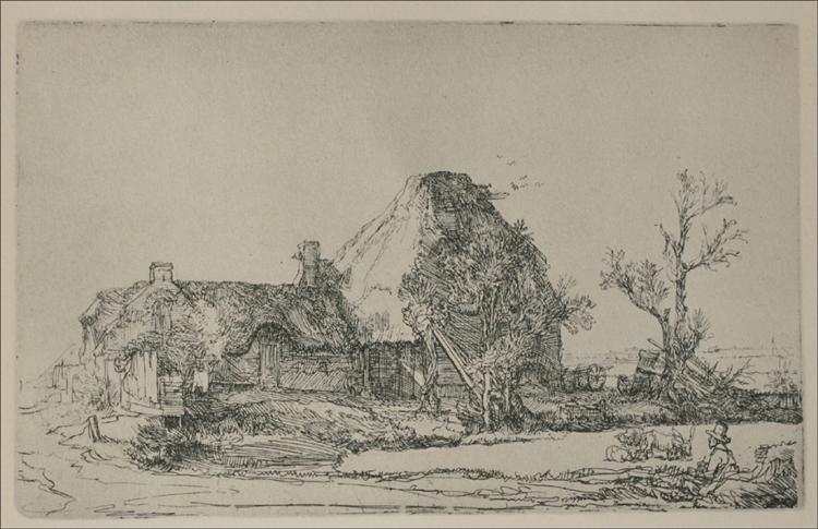 Landschap met een man die een scène tekent - 1645