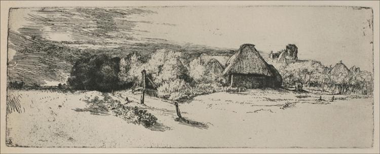 Paysage avec une tour en ruine et un premier plan clair - 1650