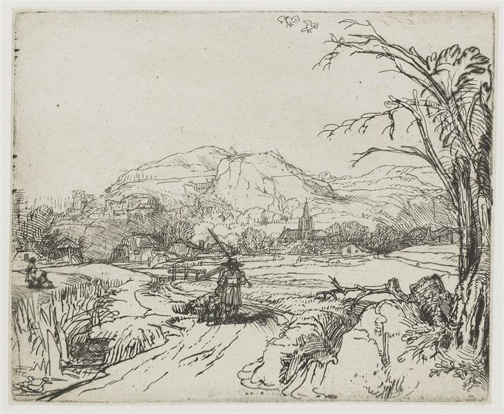 Landschaft mit einem Pastor und einem Hund - 1653