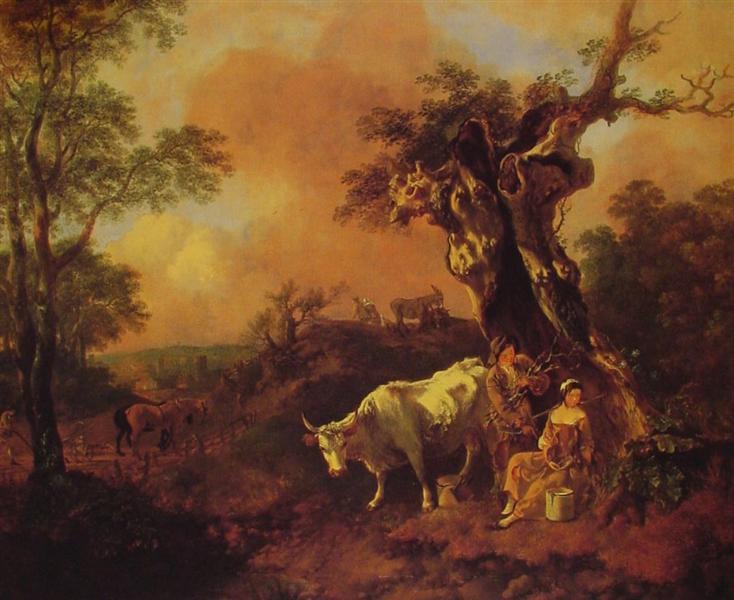 Landscape with a lumberjack and a milkmaid - 1755