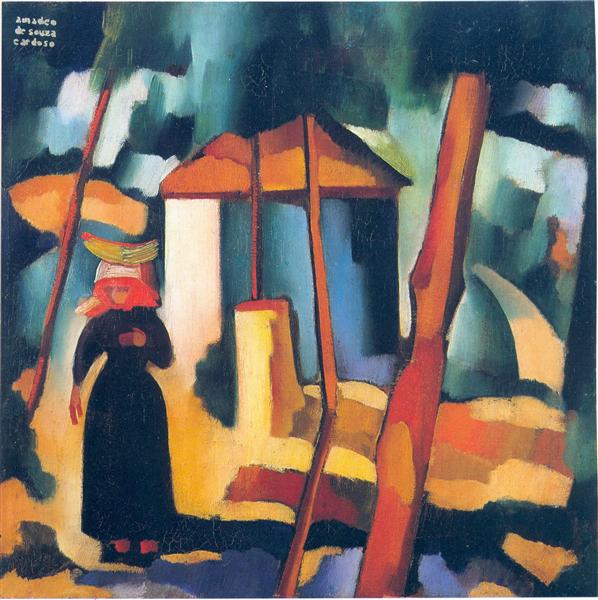 Landschaft mit schwarzer Figur - 1915