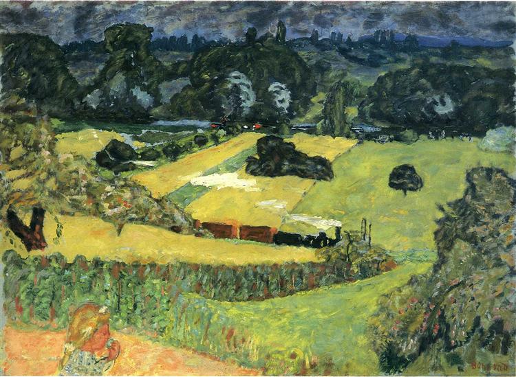 Landscape with goods train - 1909