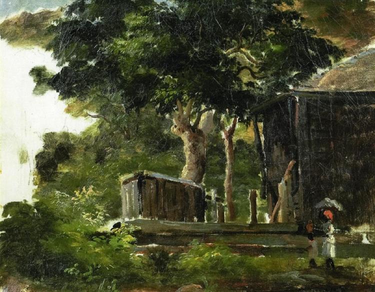 Landschap met huis in het bos in Saint Thomas - Antillen - 1855