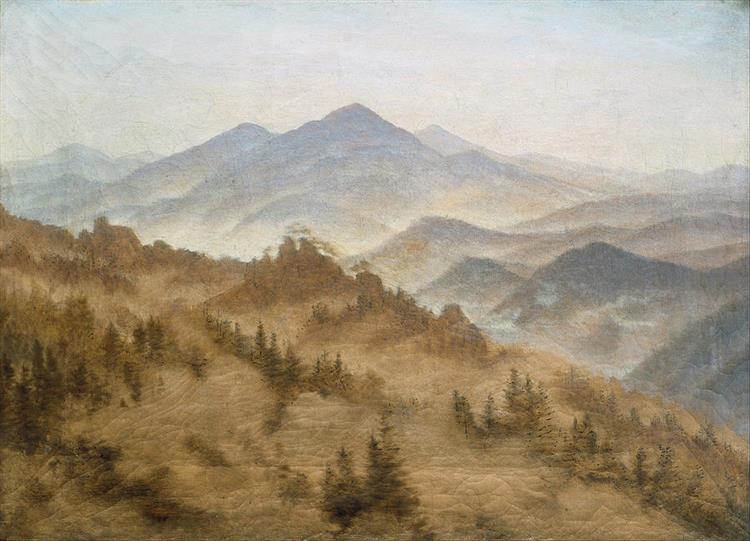 Paesaggio con Rosenberg nelle montagne della Boemia