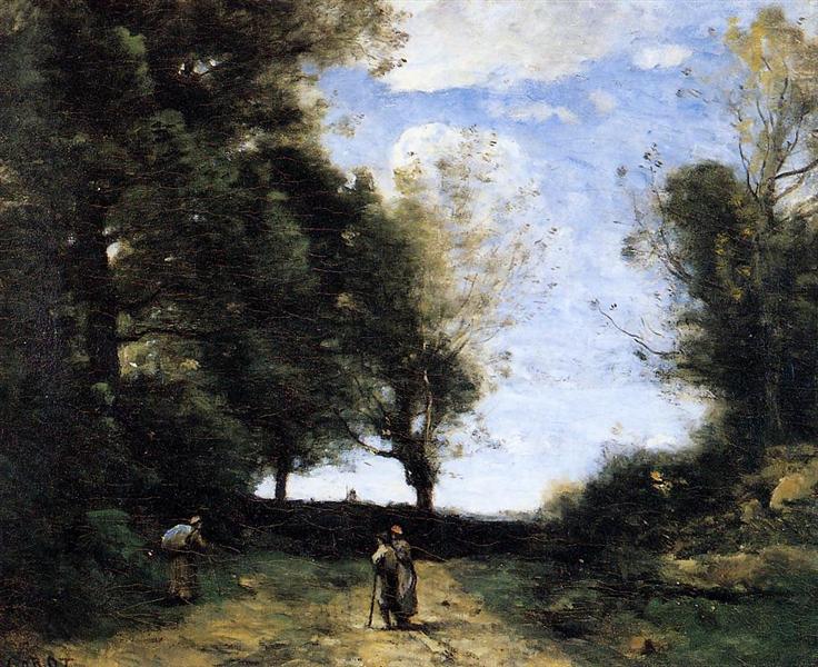 Paesaggio con tre figure - 1860