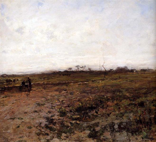 Paysage avec deux paysans