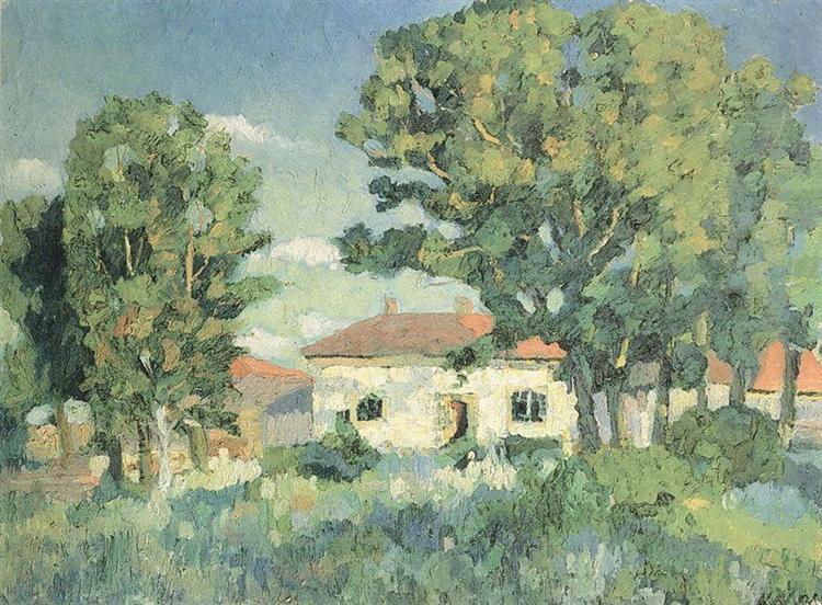 Landscape with white houses.