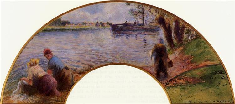 Lavanderas sur les rives de l'Oise à Pontoise - 1881