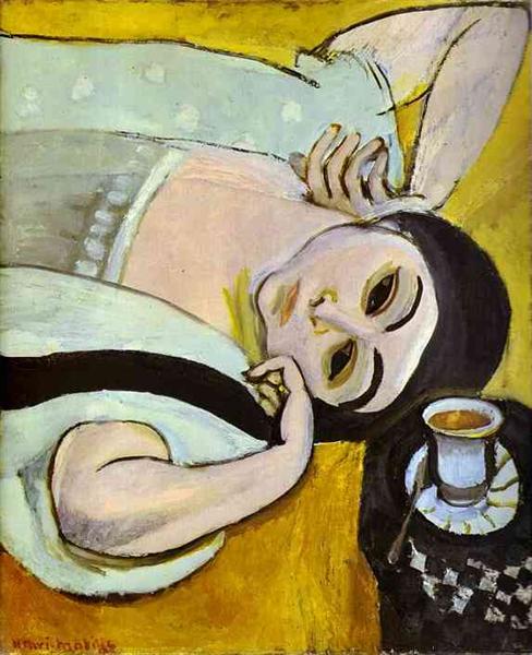 Laurette Kopf mit einer Tasse Kaffee 1917