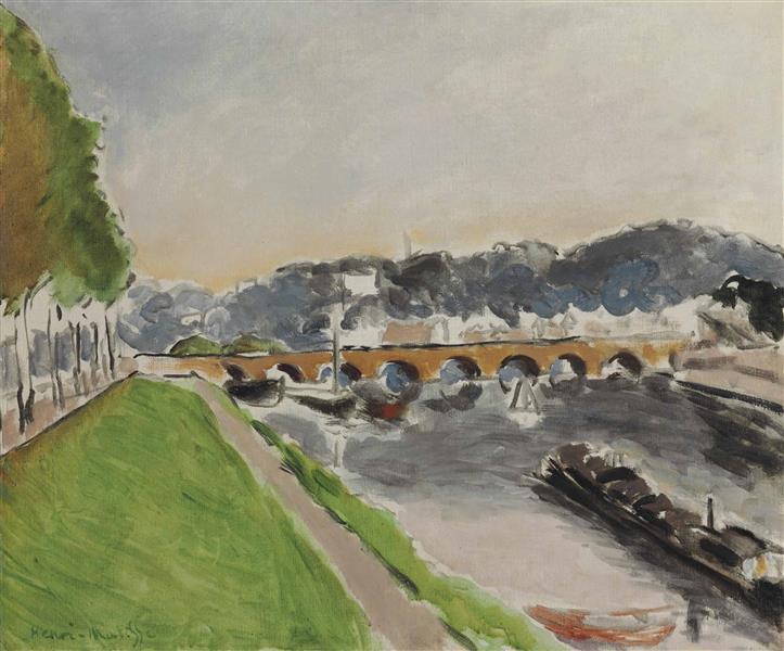 The Bridge of Sèvres with Barge 1917 