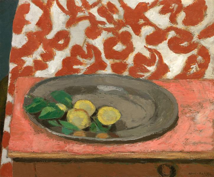 Citrons sur une assiette en étain 1929 