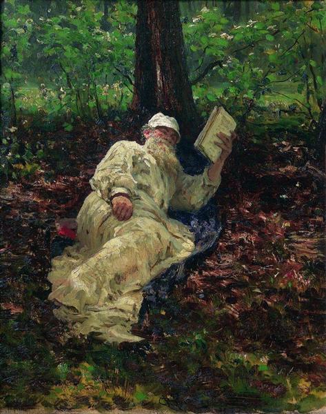 León Tolstoy ruhen im Wald - 1891