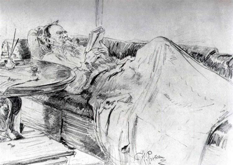 León Tolstoi Reading - 1891