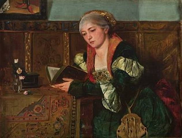 Reader lady with Renaissance dress - 1878