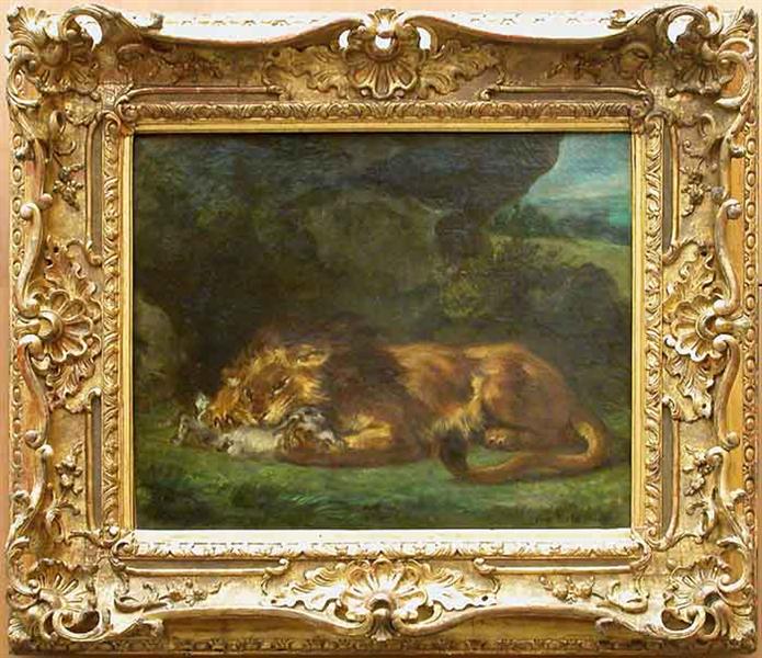 León devorando um coelho - 1856