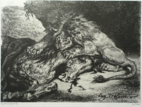 Lion Devouring an Arabian Horse - 1850