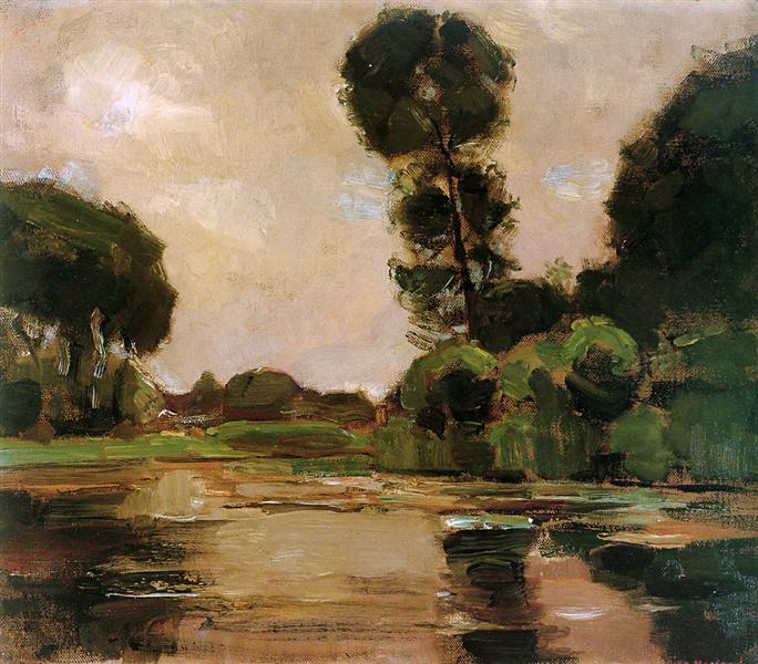 Einsamer Baum in der Geinsonne - 1907