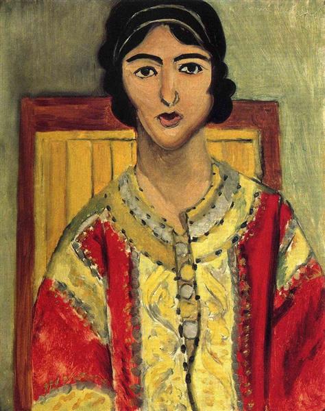 Lorette with a red dress 1917 