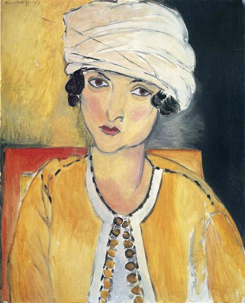 Lorette con turbante y chaleco amarillo 1917