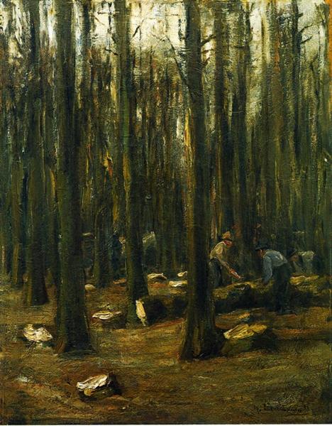 Lumberjack în pădure - 1898