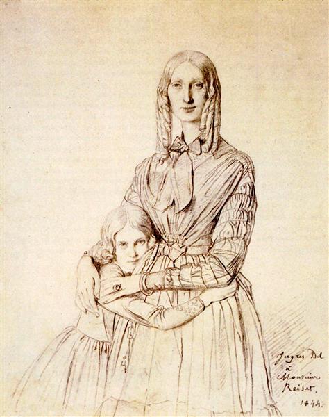 Madame Frederic Reiset - Born Augustine Modest Hortense Reiset - And Her Daughter - Theres Hortense Marie - 1844