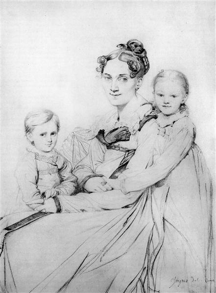 Madame Johann Gotthard Reinhold - nascida Sophie Amalie Dorothea Wilhelmine Ritter - e suas duas filhas, Susette e Marie