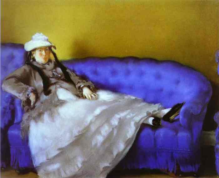 Madame Manet auf einer blauen Couch - 1874