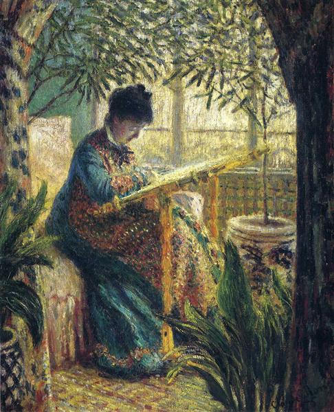 Madame Monet broderad - 1875