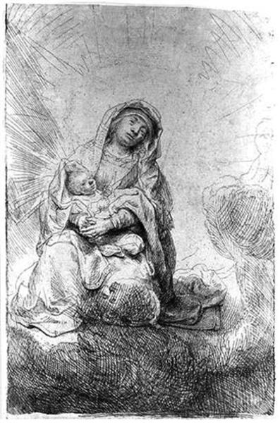 Vierge et l'enfant dans les nuages ​​- 1641