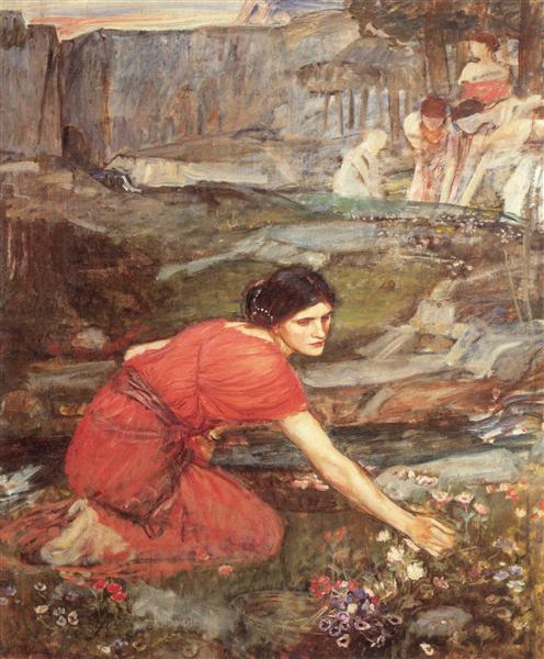 Doncellas Recogiendo Flores Junto A Un Arroyo - 1911