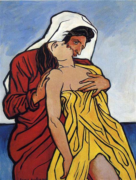 Homme et femme à côté de la mer.