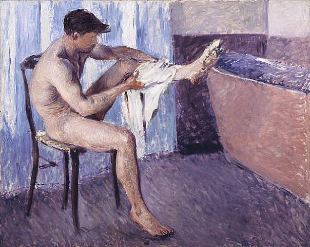 Homme qui séchant sa jambe - 1884