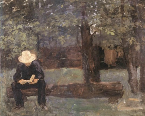 Sitzender Mann im Kofferraum - 1895