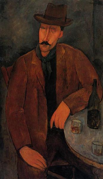 Homme avec un verre de vin - 1918