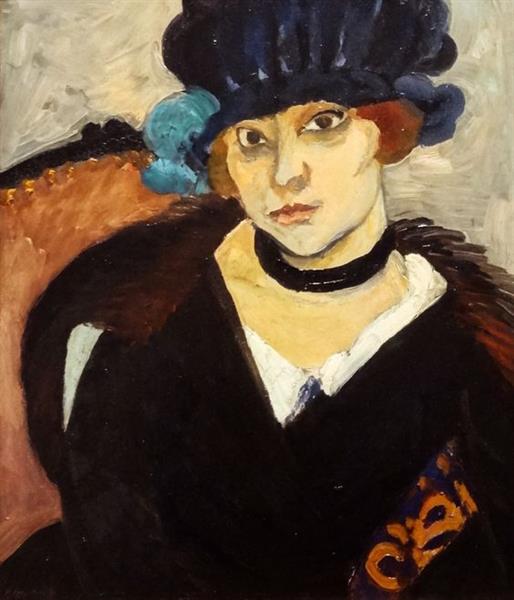 Marguerite con un cappello in pelle del 1918