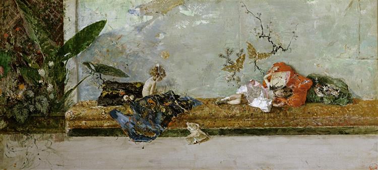 The children of the painter -maria lluïsa i marià- in the Japanese hall