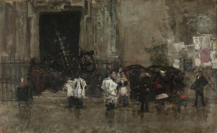 The procession surprised by the rain