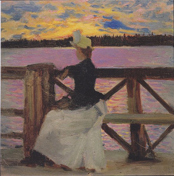 Marie Gallén sur le pont Kuhmoniemi - 1890