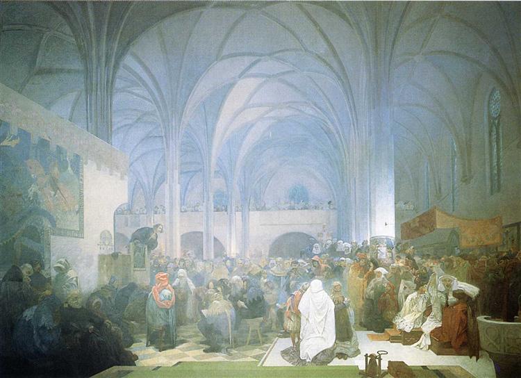 master Jan Hus preaching in the Bethlehem Chapel - 1916