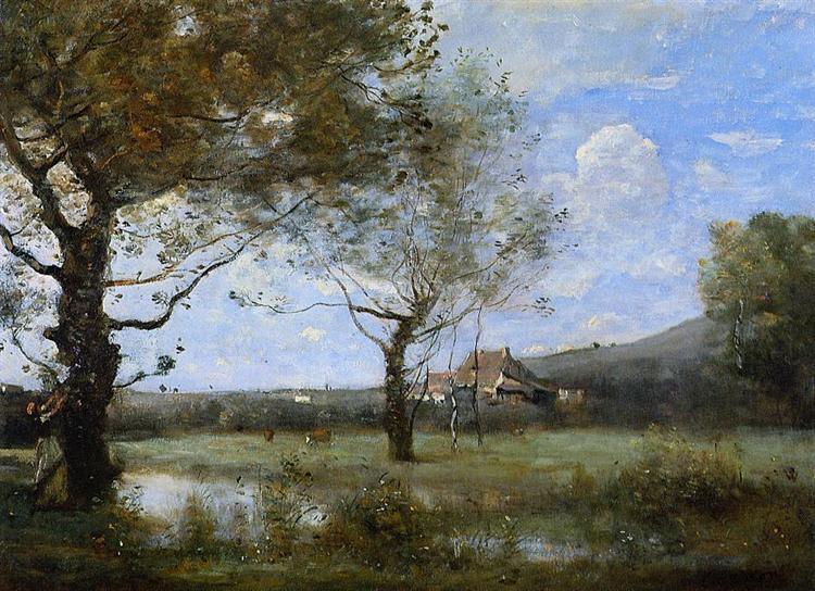 Meadow with Two Large Trees - 1870