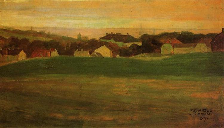 Pradera med mennesker i fonden - 1907