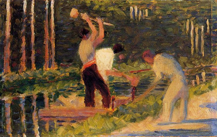 Men putting stakes - 1883